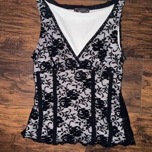My Michelle Black and White Lace Blouse